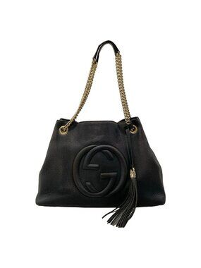 Gucci Shoulder Bag Soho Black Chain Leather